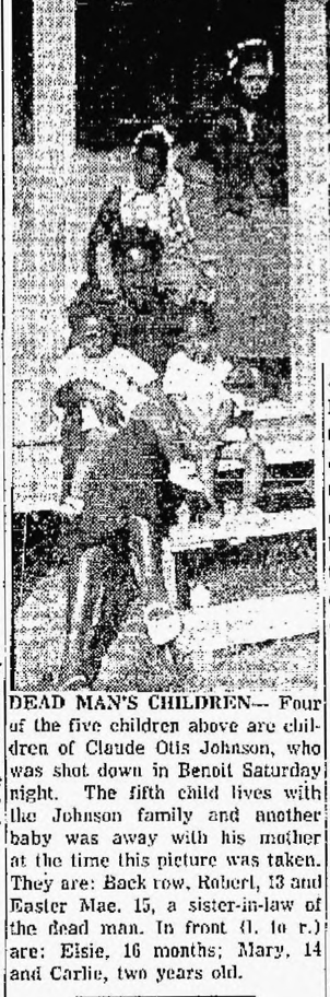 Above: Johnson's wife and four children, April 28, 1953, taken from the Delta Democrat-Times. Courtesy of the Burnham-Nobles Digital Archive.