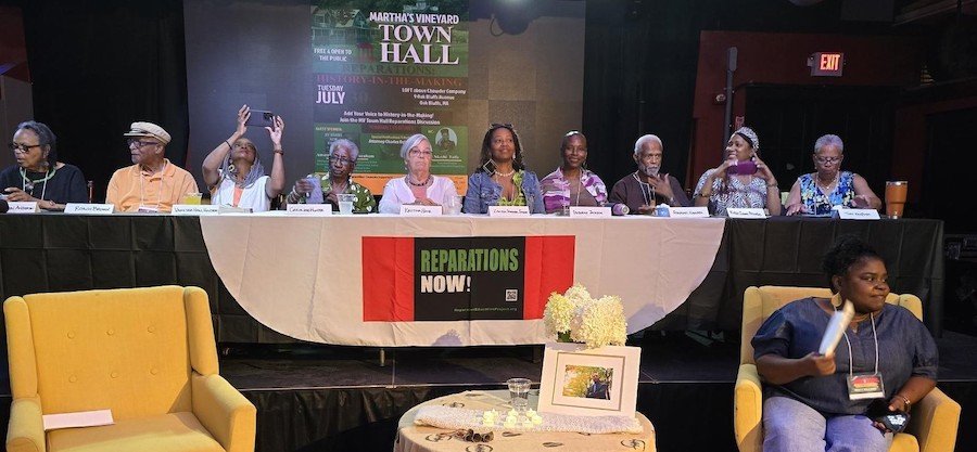 A town hall about reparations on Martha’s Vineyard on July 30. CRRJ's Professor Margaret Burnham was a featured speakers at the reparations event.