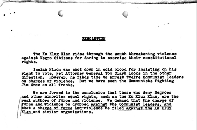Department of Justice, litigation case files: Isaiah Nixon. September 1948-April 1949. Courtesy of the Burnham-Nobles Digital Archive.