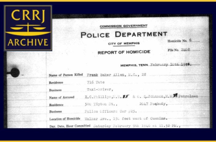 December 2024, Department of Justice report Memphis police Department uses excessive force against Black people and “regularly violates” their civil rights. Frank Baker Allen, Tennessee, 1946.