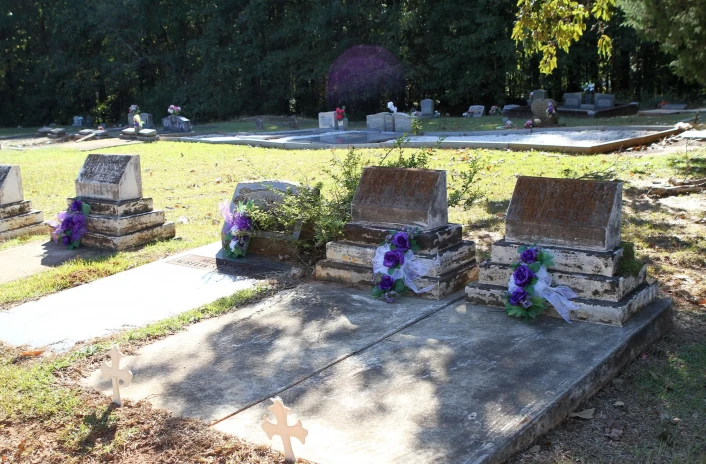 The gravesites of Denna and Estella Strickland, in Mount Calvary Baptist Church cemetery in Moreland, Coweta County, Georgia.